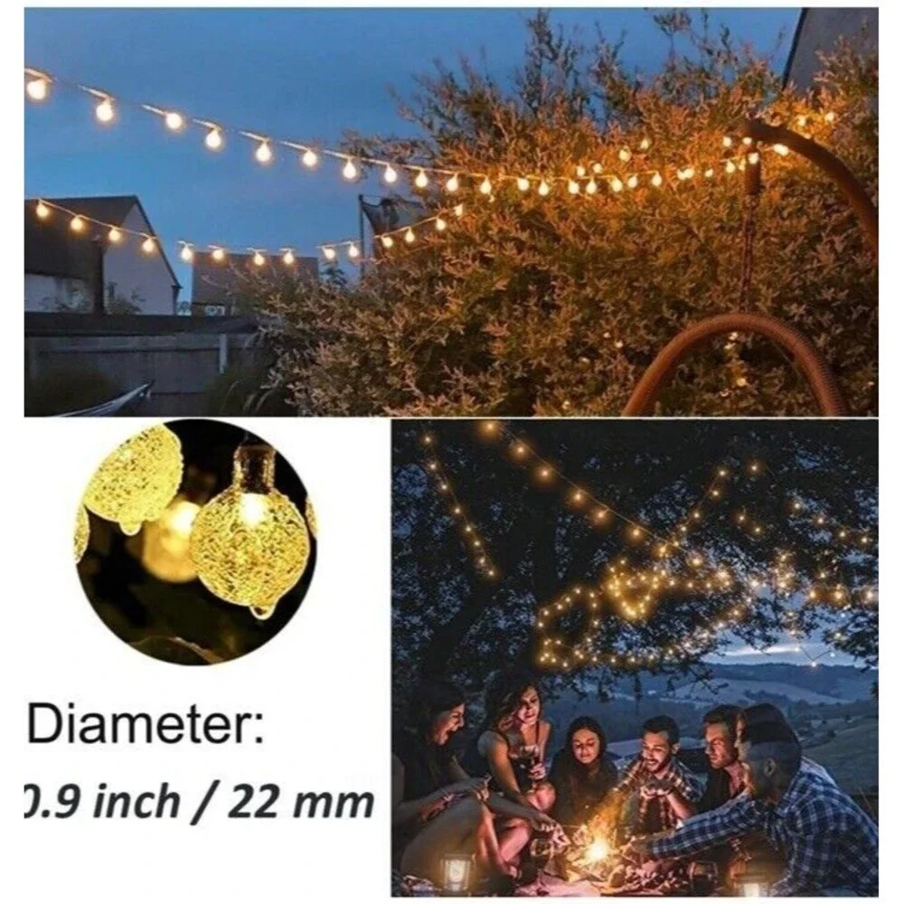 80 LED Globe String Light Battery Operated Waterproof Indoor Outdoor 40ft NEW
